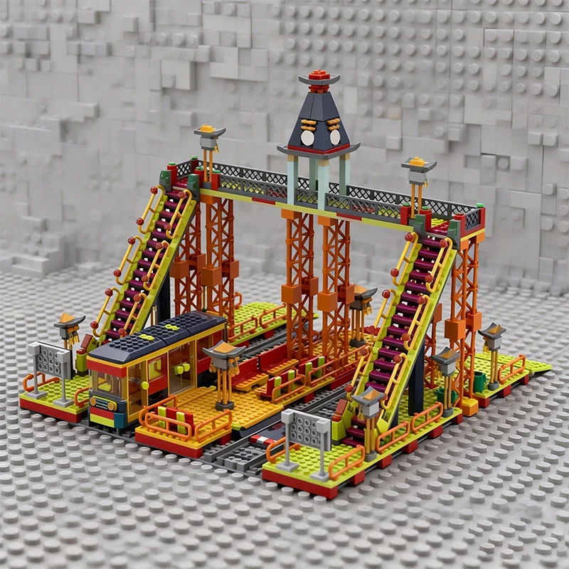 1189 قطعة من مكعبات البناء المعيارية، محطة وترام ميجا كول فائقة الروعة، MOC، مكعبات بناء معيارية قابلة للتخصيص، لعبة تجميع ذاتي شهيرة، هدية