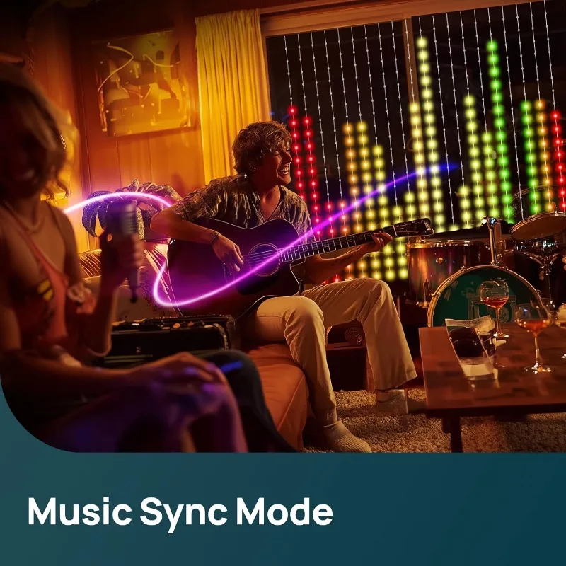 أضواء الستار الذكية عيد الميلاد LED سلسلة أضواء الجنية APP التحكم DIY نمط اللون لغرفة النوم في الهواء الطلق داخلي زينة عيد الميلاد