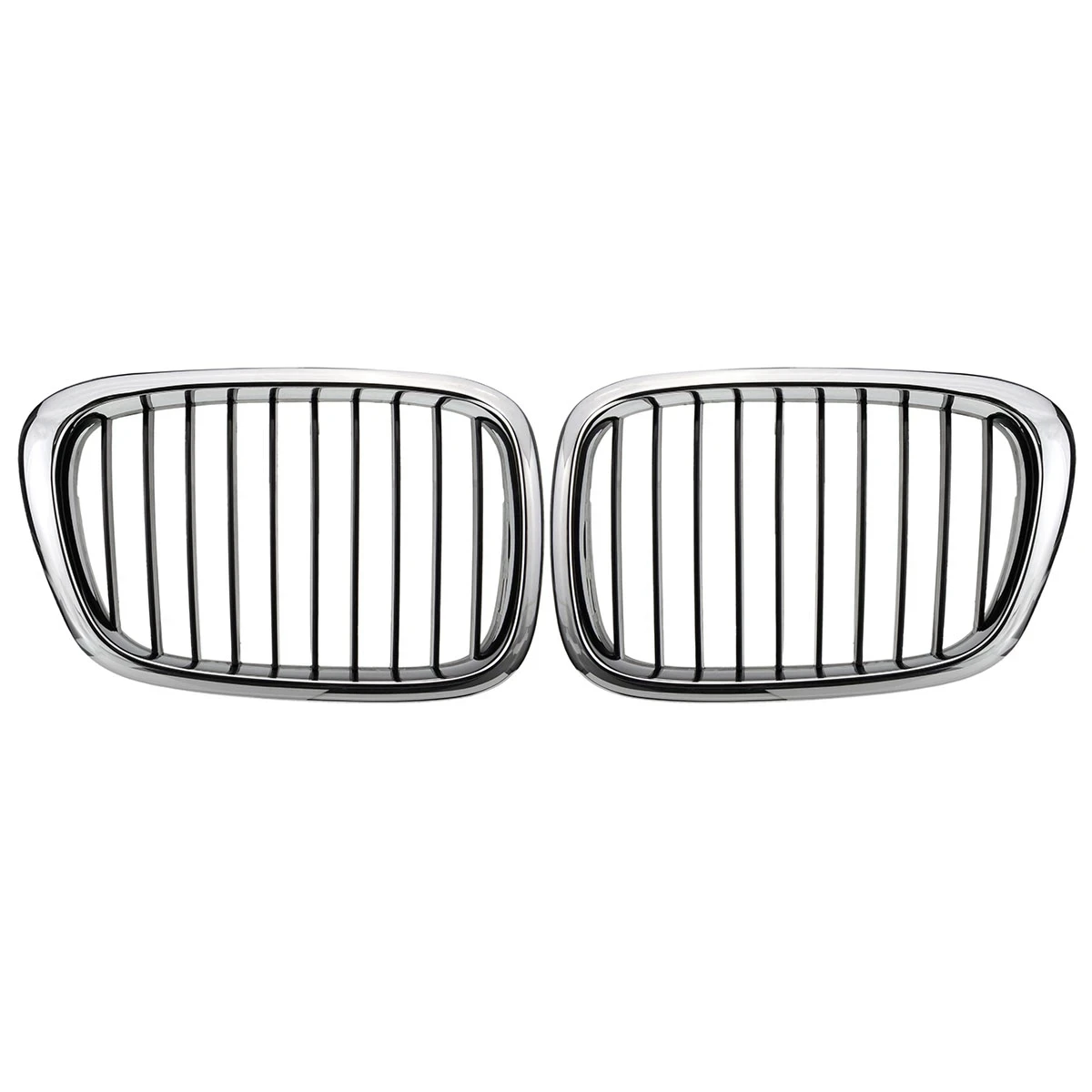 2PCS Car Racing Grills Front Bumper Kidney Grille Grill Chrome Black for-BMW E39 5 Series 525I 530I 540I