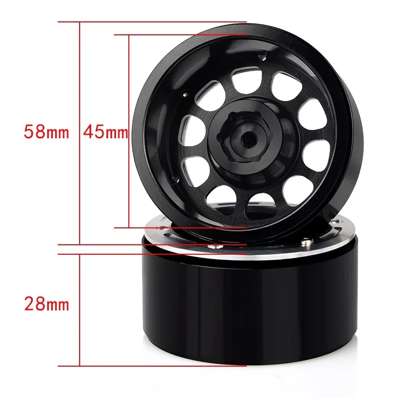 Model symulacyjny KYX, aluminiowa piasta koła 1.9, Capra SCX10, metalowa piasta koła z oponą zabezpieczoną przed przyleganiem.