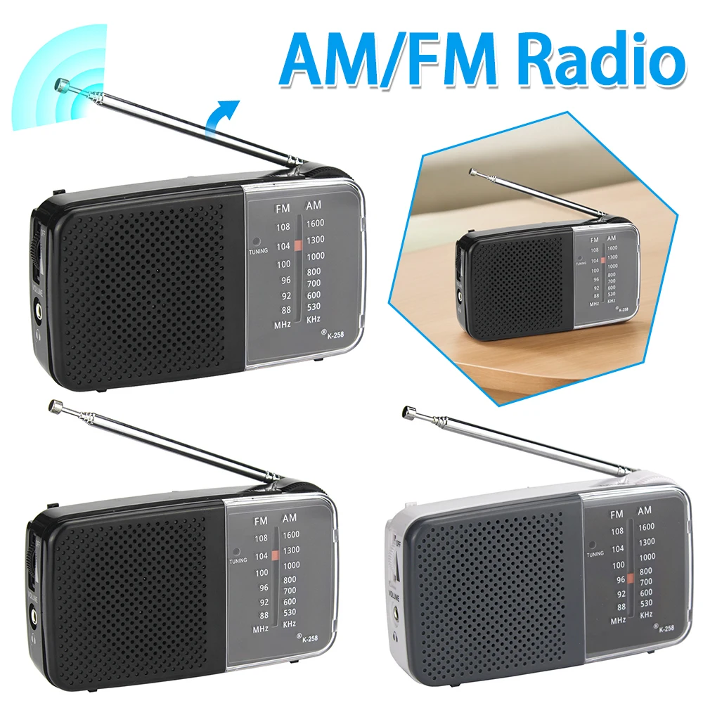 

AM/FM-радио с динамиком Портативное радио с ремешком Телескопическая антенна с батарейным питанием для экстренного использования