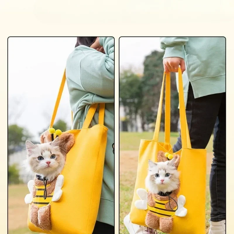 Bee cat bag can be exposed Shoulder bags diagonal crossbody bags handbag Dog Small Dog Cartoon Animal for Pet Outdoor Outing Bag