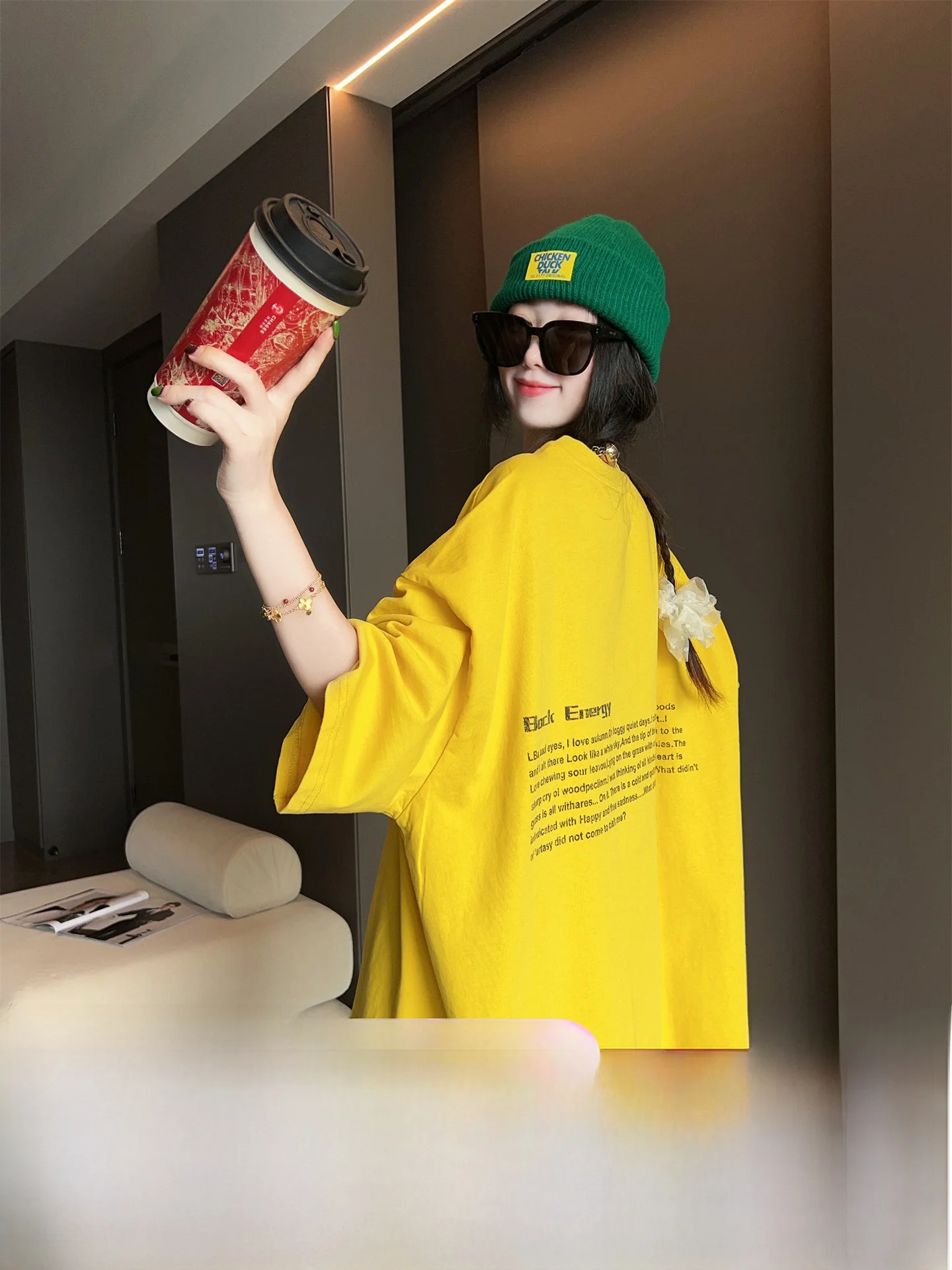 

Женская повседневная свободная футболка MRS AO с коротким рукавом, летняя коллекция 2026, модная простая хлопковая футболка с круглым вырезом, средней длины