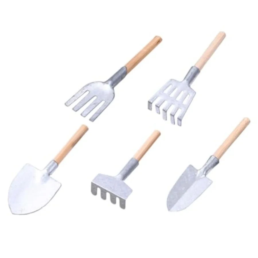 

Complete Set of 5 Miniature Gardening Tools for Outdoor and Terrarium Plants Mini Hand Shovels Rake Planting Shovel Iron Child