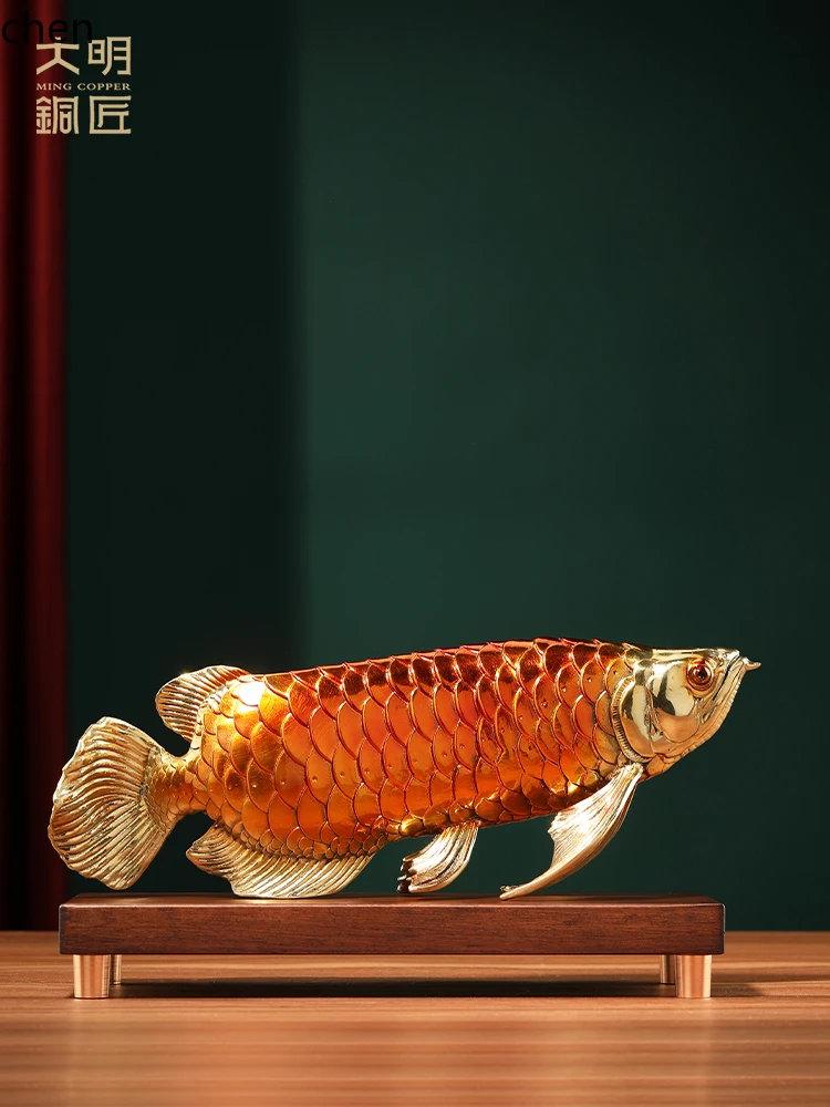 Golden Arowana Ornament for Living Room Entrance Office Decoration