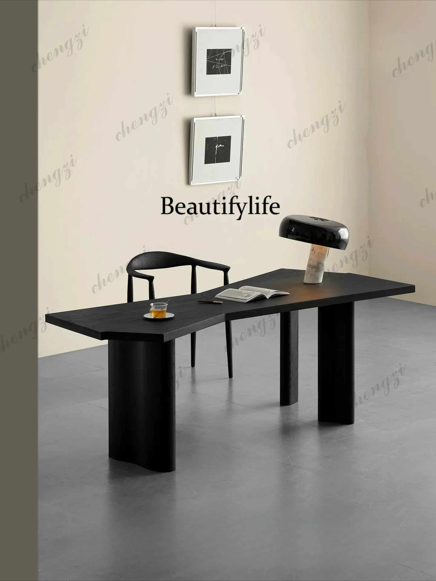 DD182All solid wood black, desk, living room home large board table, study desk