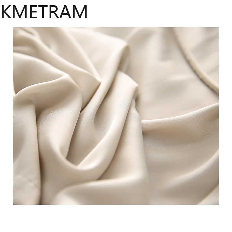 KMETRAM-Robes Mulberry à col tressé pour femmes, manches trois-quarts, grande robe de type balançoire, vêtements d'été, 2024