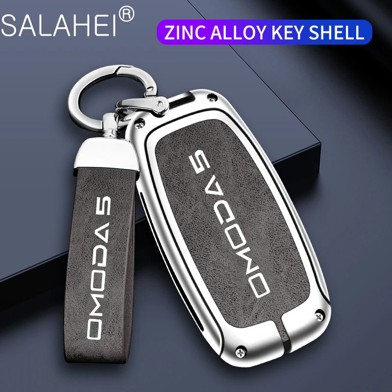 Zinc Alloy Leather Car Remote Key Case Cover For Chery Omoda C5 5 fx 7 8 pro plus 2022 2023 Holder Shell Keychain Accessories