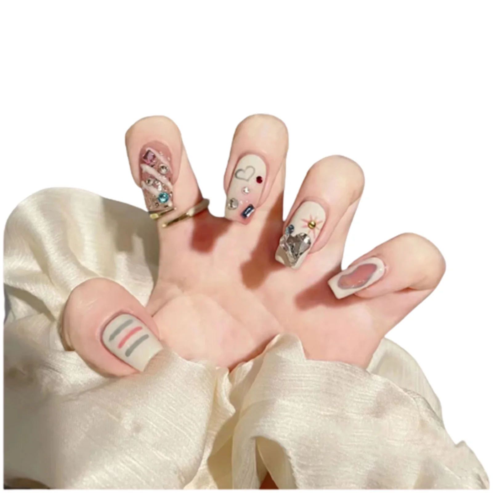 Sweet Graffiti Style Artificial Nails Easy to Fit Non-Marking Artificial Nails for Beginners Nail Salon Practice