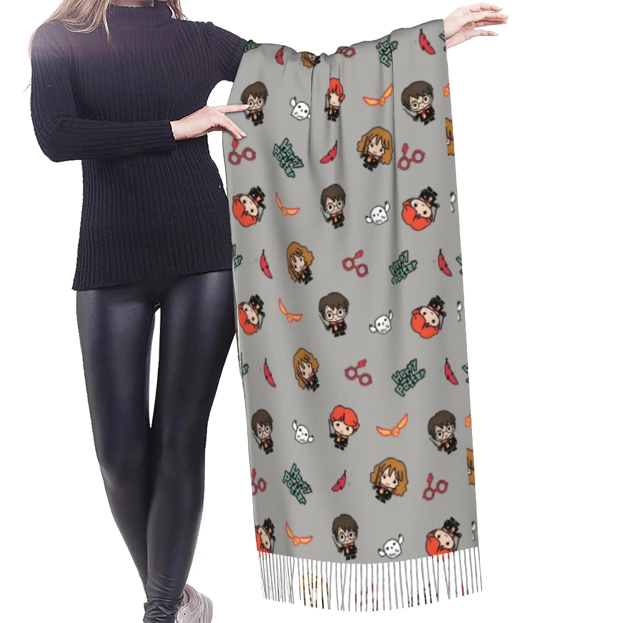 Customized Print Halloween H-Harryed Scarf Women Men Winter Warm Scarves Magic School Spooky Shawls Wraps
