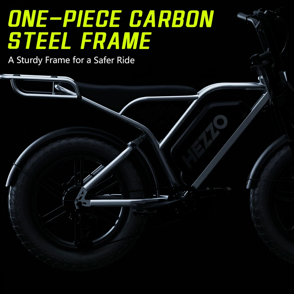 HEZZO K5 Pro 48V Off‑Road Fat Tire Electric Bike, 1500W Peak Power, 20"×4.0 Tire, Dual Shock Absorber, Hydraulic Disc Brakes, 30Ah Large Battery, 75 Miles Max Range, Black/Brown Seat Optional image 7