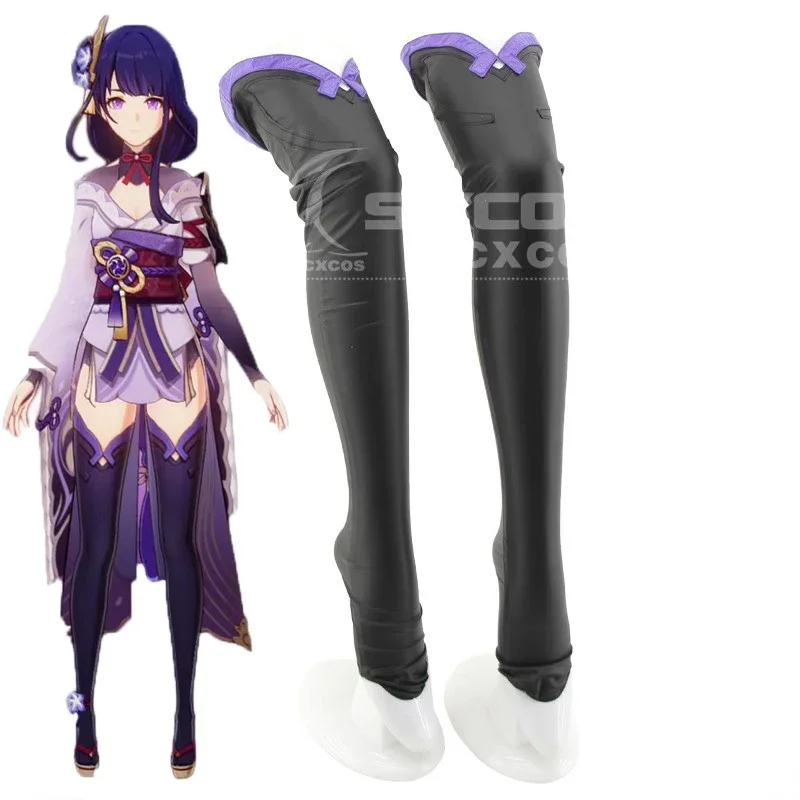 Anime Game Genshin Impact Raiden Shogun Beelzebul Socks Cosplay Costume Accessories Stockings