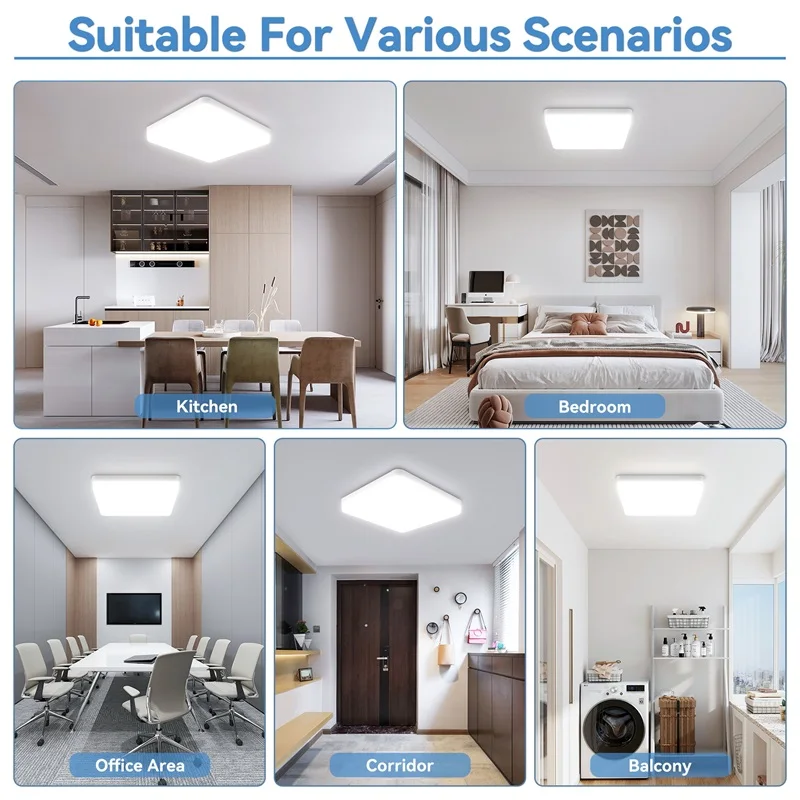 Square Led Ceiling Light 110v to 220v Modern Ceiling Lights Bathroom Panel Light Indoor Lighting Fixture For Bedroom Living Room