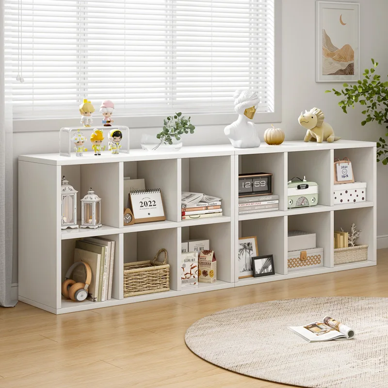 Bookcase Storage Rack Floor Mounted Bookshelf Household Living Room Low Storage Cabinet Layered Rack Small Grid Cabinet