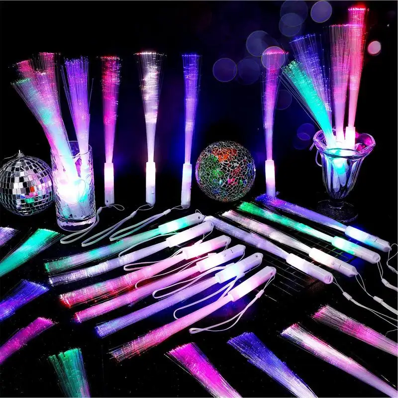 Led Light Up Stick Glowing Fiber Stick Toy Party 3 Light Patterns Luminous Prop Christmas Birthday Gift Wedding Party Gift