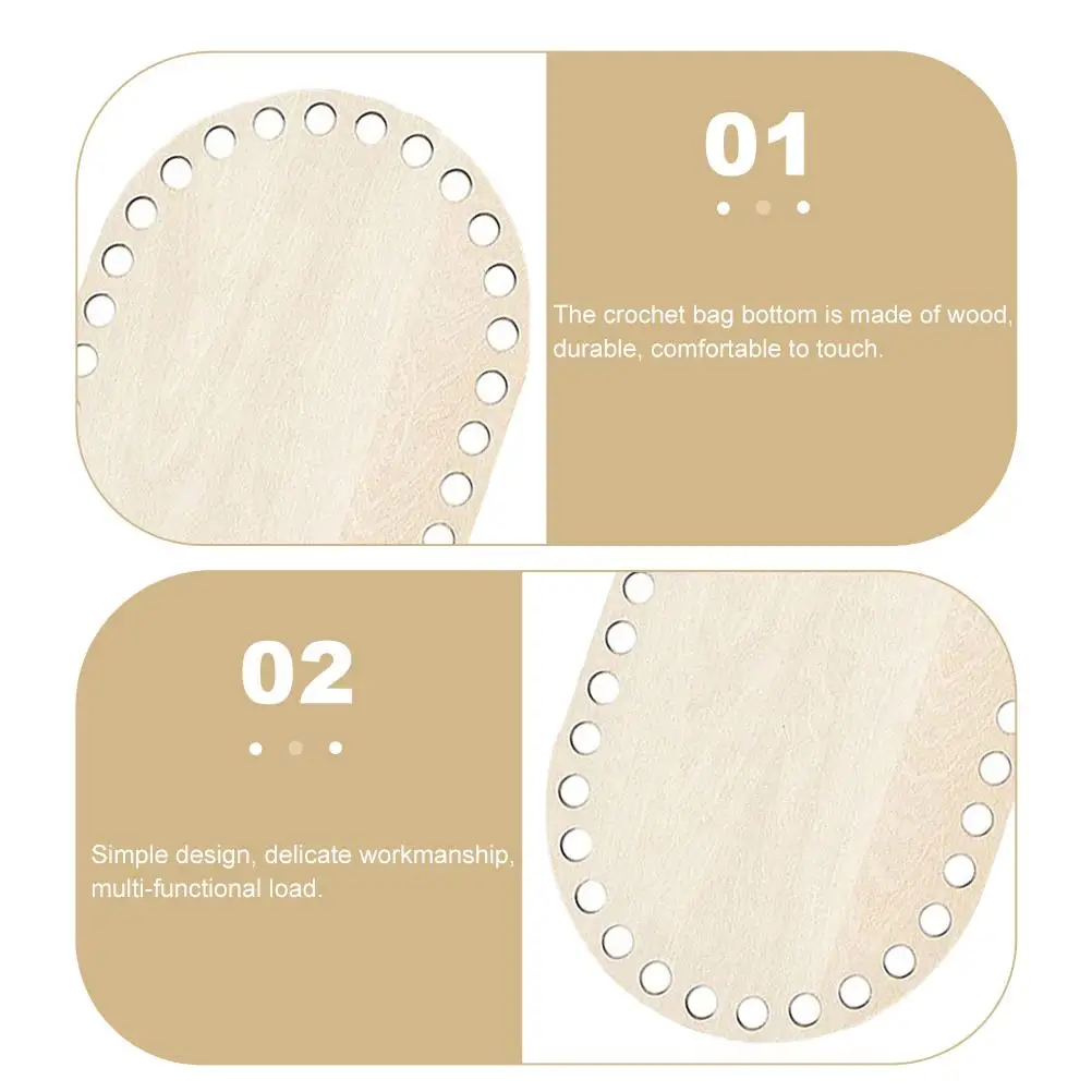 3 Buah Tas Kayu Bingkai Tetap Jahit Silang Mini Dasar Pembentuk Bawah Tas Tangan Rajutan DIY Bahan Bawah Keranjang Kayu