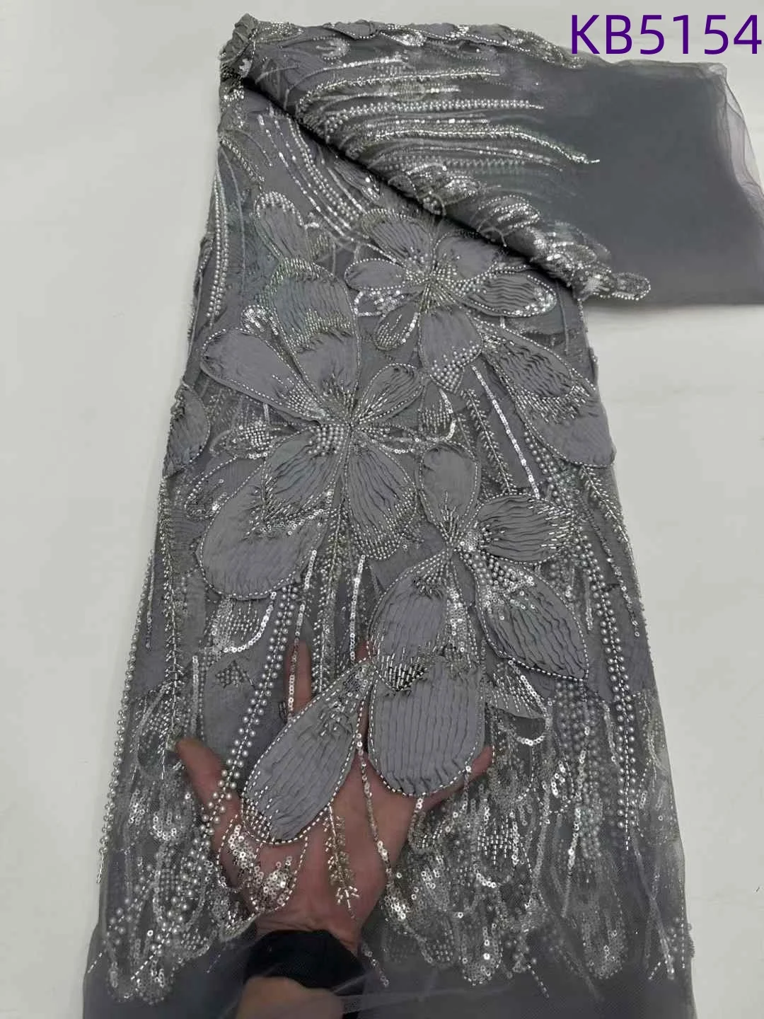 

Африканская Оливерская зеленая кружевная ткань с блестками и бисером, нигерийские бусы, тюль, кружевная ткань, вышитая кружевная ткань для шитья KB5154