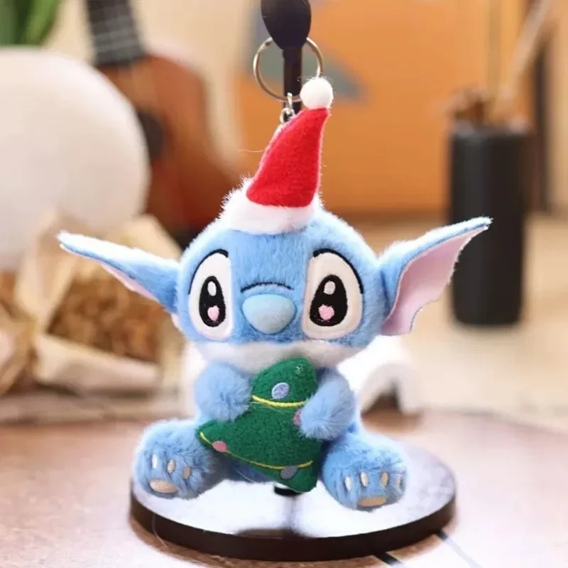 New Anime Figures Stitch Plush Keychain Christmas Seris Keychains Plushie Keyring Doll Backpack Pendant Christmas Gift Girl toys
