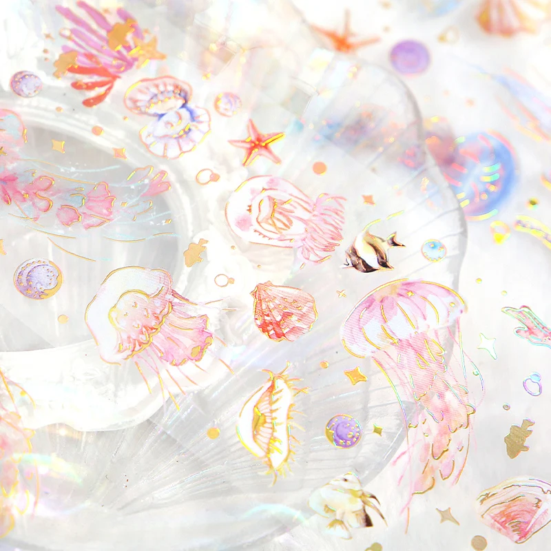 3Sheets Dragonfly Feathers Birds Marine Creatures Hot Stamping PET Stickers DIY Handmade Materials Scrapbooks Decorative