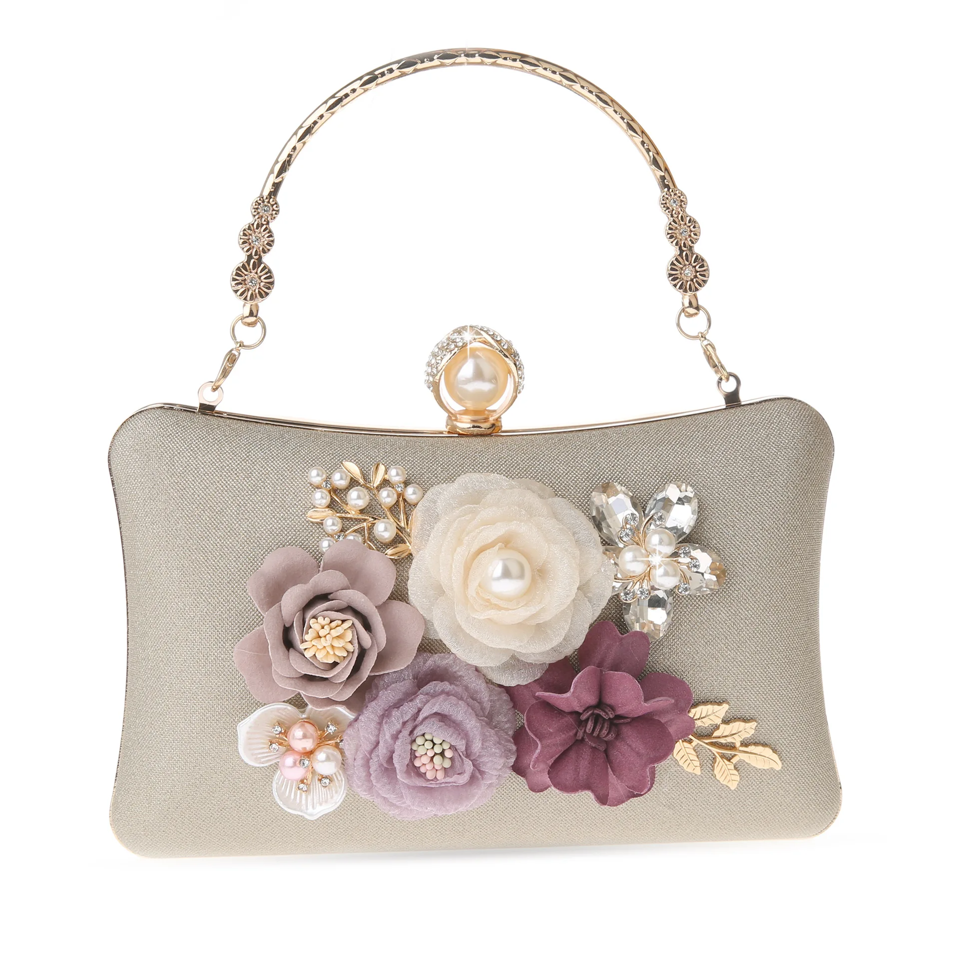 2023 Women Handmade Flowers Clutch Wedding Banquet Shoulder Bags Chain Mini Wallets Purse 5 Colors Drop Shipping