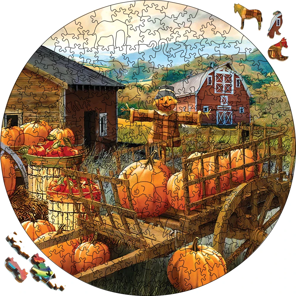 

Wooden Pumpkins On The Farm Jigsaw Puzzle Party Games Toys For Adults Wood Puzzles Board Game Wood Farm Puzzle For Children