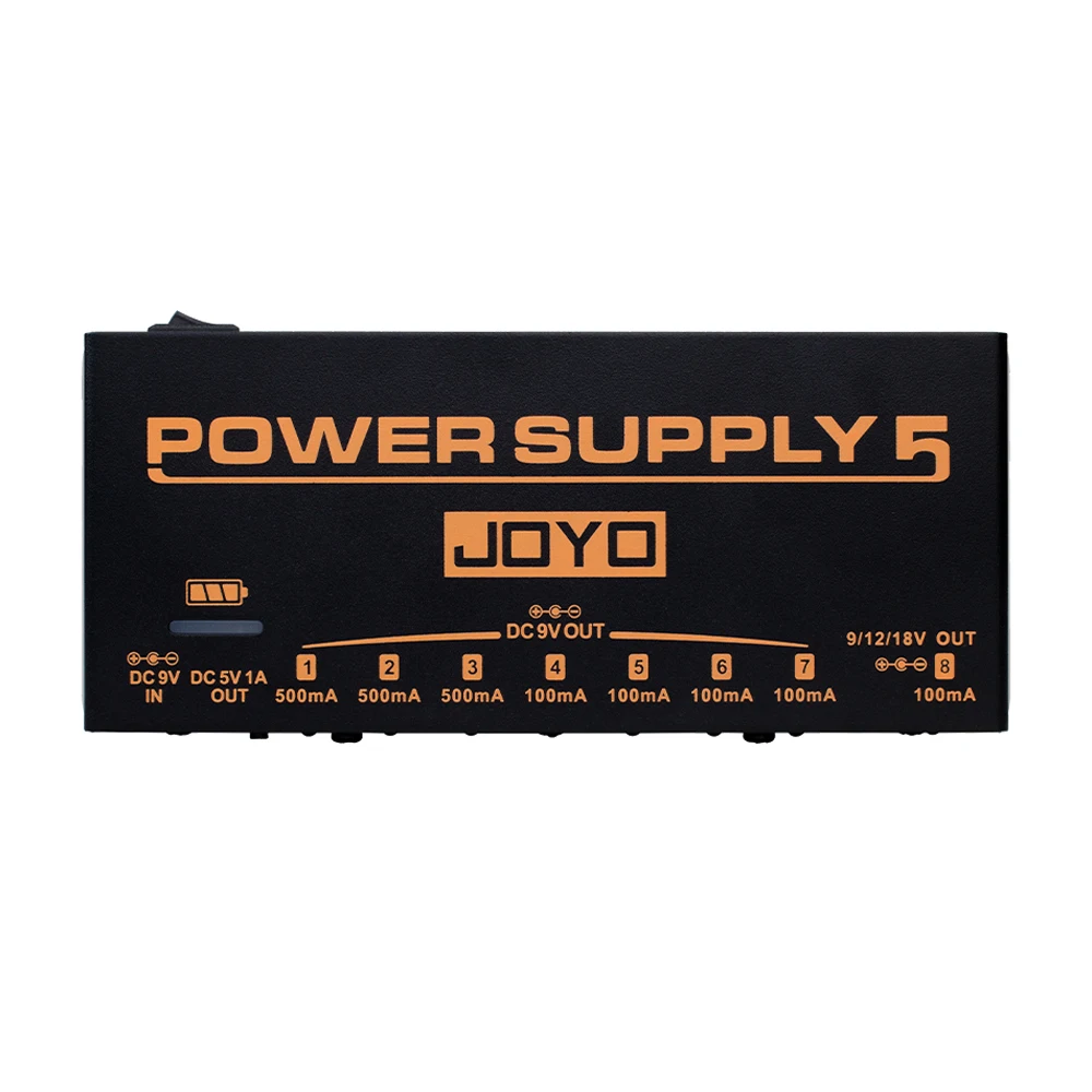 

JOYO JP-05 Guitar Pedal Power Supply Build-in 4400mAh Battery Multi Channel Power Supply 8 DC Outputs 9V/12V/18V & USB Port