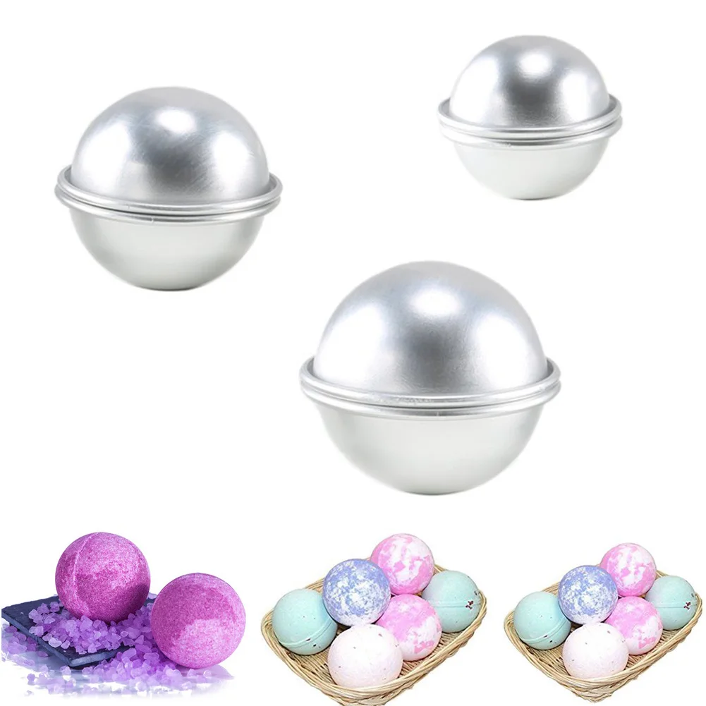 6PCS Bath Salt Molds DIY Semicircle Sphere Tool Round Aluminium Alloy Bath Bomb Salt Ball Homemade Crafting Metal Bath Tool Mold