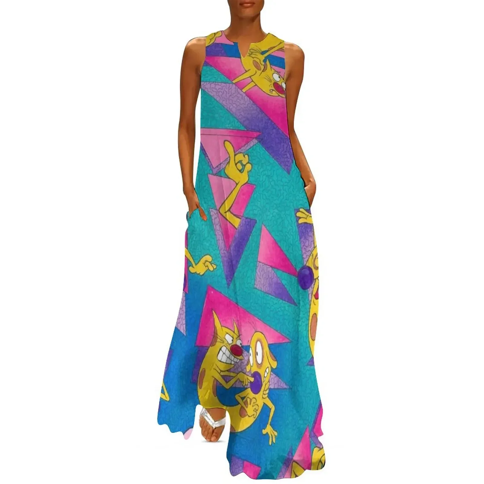 

Catdog 90s pattern Nickelodeon Long Dress Long veiled dresses beach dresses women dress prom dress 2025