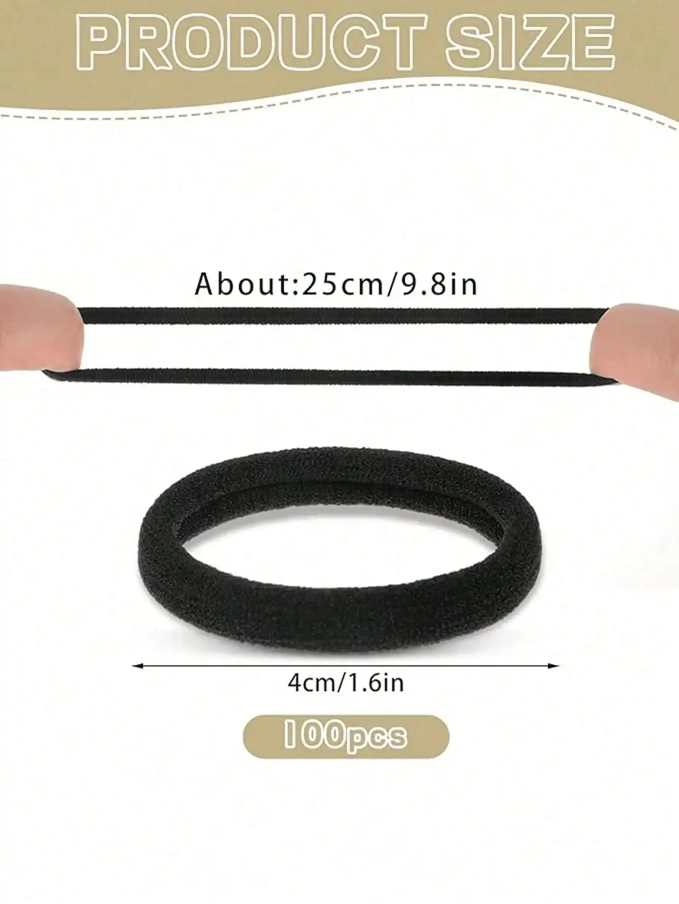 100Pcs Black Fabric Hair Bands 4CM High Elasticity Minimalist Style Hair Ties for Braids And Ponytails image 7