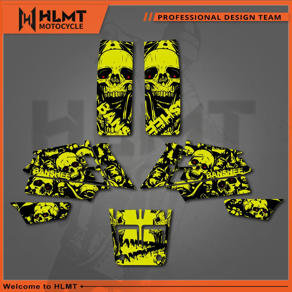 HLMT-Juego de calcomanías gráficas de fondo de Equipo de Motocicleta, Kit de calcomanías para Yamaha BANSHEE 350, YFZ350, YFZ, ATV de todos los años, plástico completo