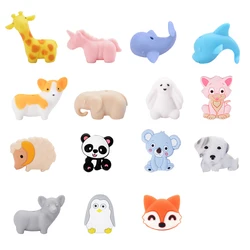 LOFCA 5-10Pcs Cute Animal Silicone Beads Food Grade cartoon focal beads for Making bracelets Necklaces key chains support choose