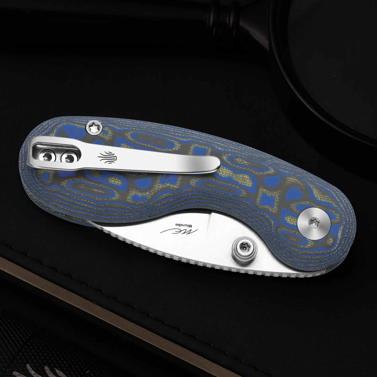 มีดพับคิเซอร์ ไมโครบี รุ่น V2742A1/A2/A3/A4/A5/A6 ใบมีด 14C28N ด้ามอลูมิเนียม/ไมคาร์ต้า/G10 มีดสำหรับตั้งแคมป์กลางแจ้ง