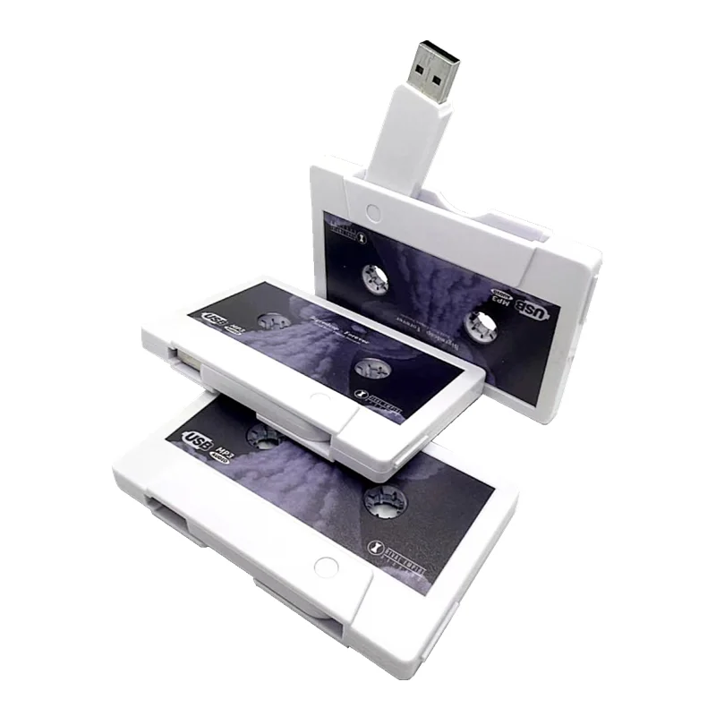 Free Custom Color Printing LOGO White Casette Model USB2.0 High-speed Flash Drive 2GB 4GB 8GB 16GB 32GB 64GB 128GB