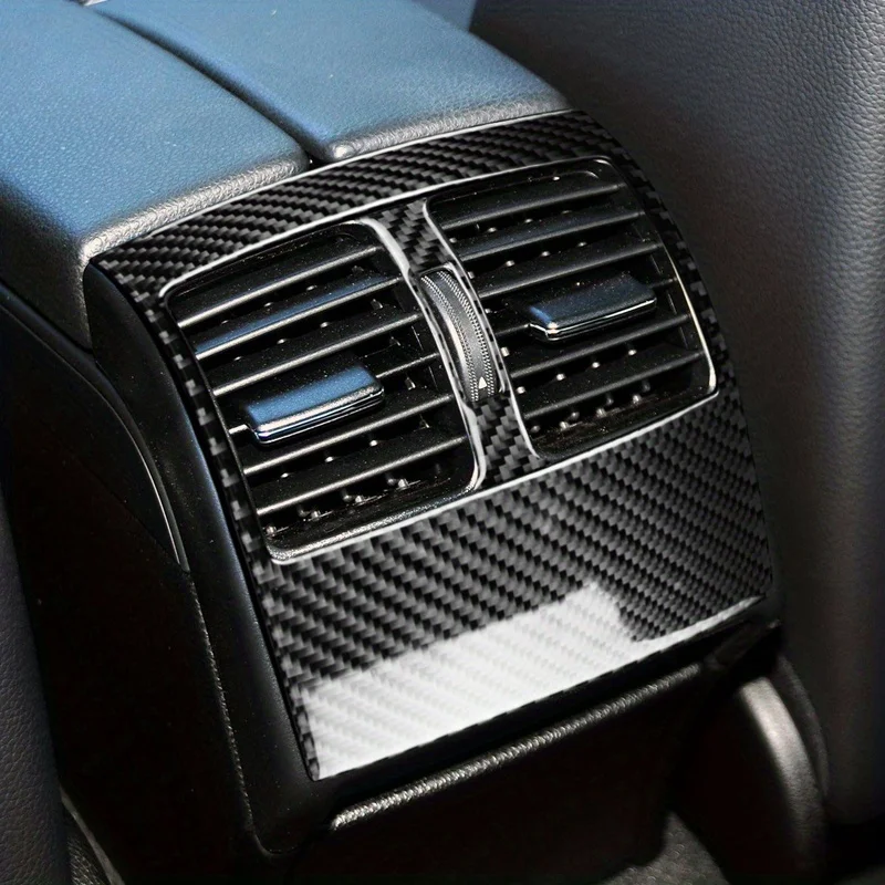 Autocollant de garniture intérieure en fibre de carbone véritable pour la sortie d'air arrière de la Mercedes Benz Classe C W204 2007-2013