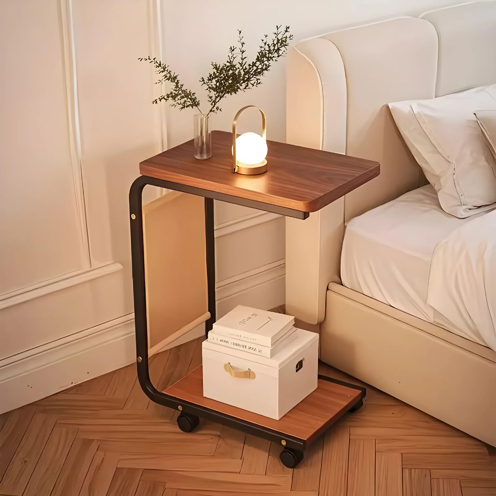 

Mobile Simple Living Room Sofa Side Table Modern Tea Table Tea Computer Holder Simple Bedroom Bedside Stand for Bedroom Outdoorp