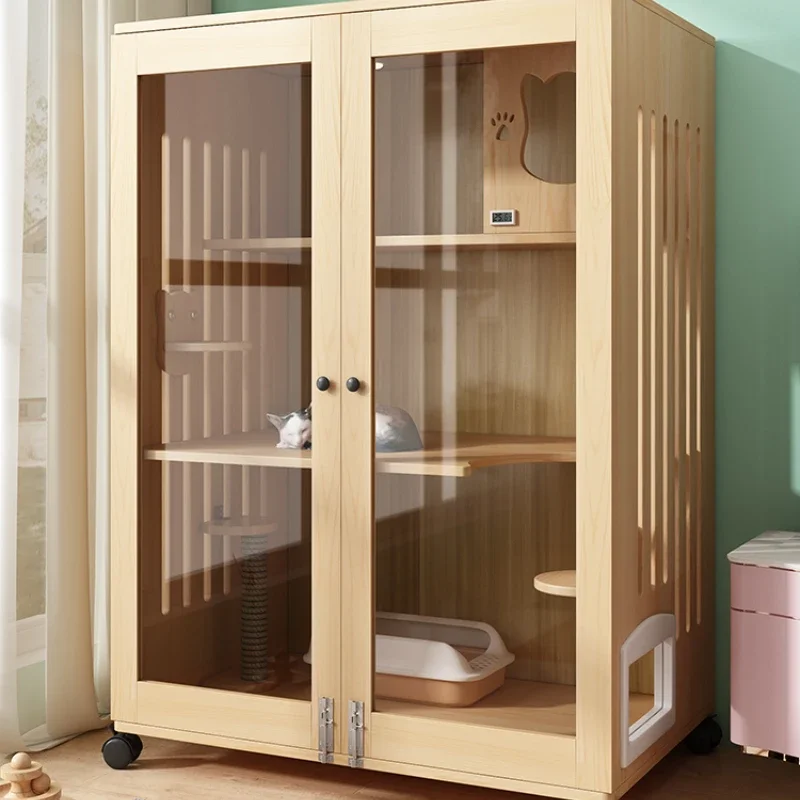 

Villa House Indoor Home Cage Large Space Solid Wood Cabinet