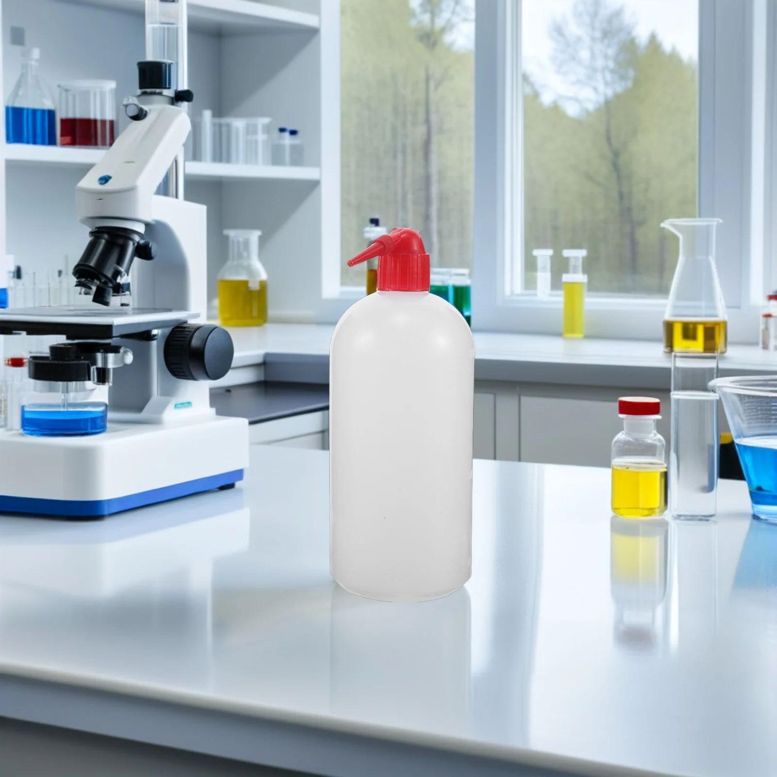 

6Pcs Lab Wash Bottle 1000Ml Refillable Narrow Mouth Red Cap Safety Squeeze Bottle for Chemistry Medical Cleaning Scientific Use