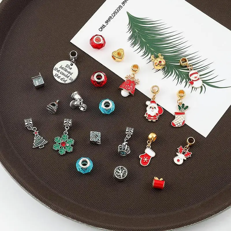 Christmas Jewelry Advent Calendar Christmas Bead Set Jewelry DIY For Kids With 24 Beads Christmas Bell Elk Beads School Award