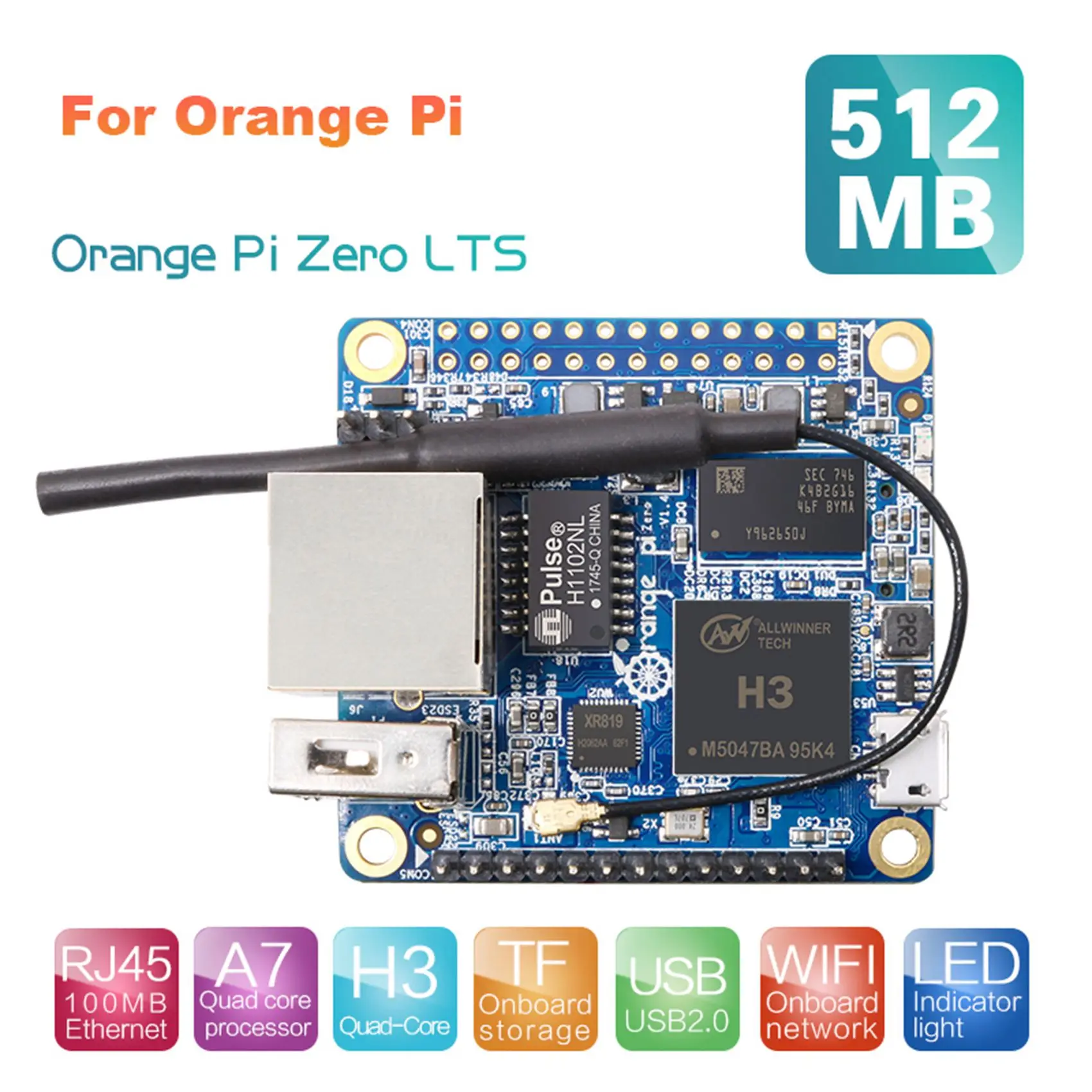 For Orange Pi Zero LTS Development Board 512MB H3 Quad-Core Open-Source Run Android 4.4 Ubuntu Debian Image—L47A