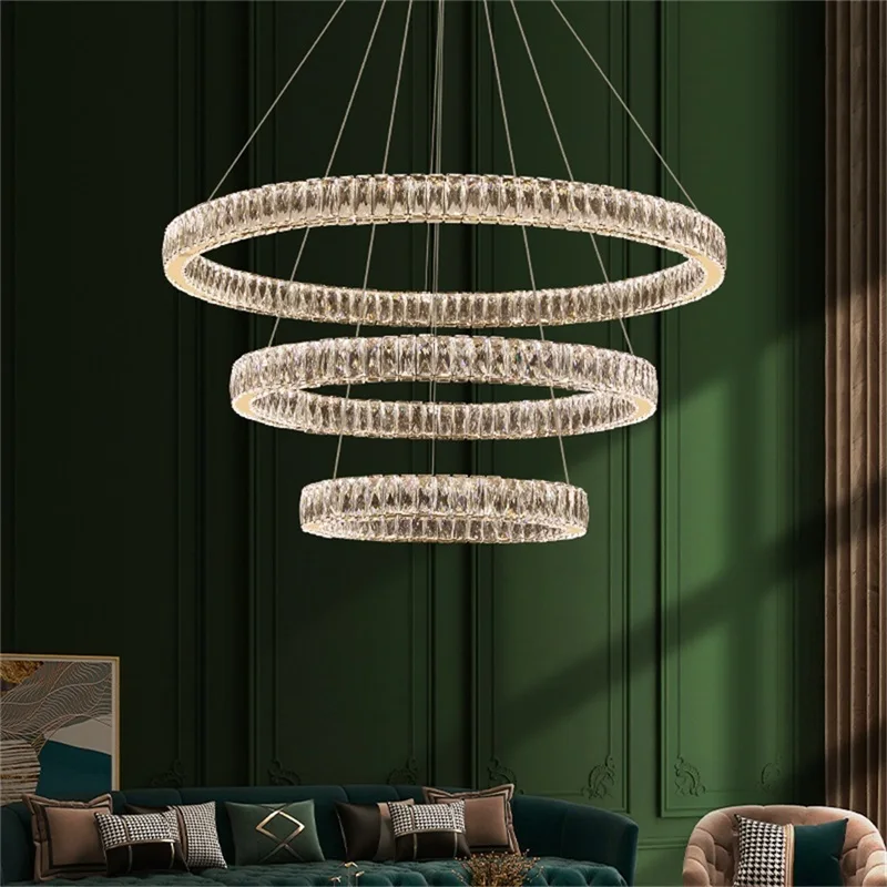 SAMAN Modern Luxury Pendant Lamp LED Fixtures Decorative Round Crystal Lighting Chandelier For Living Room Bedroom Hotel