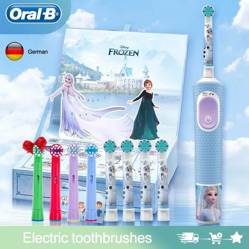 

OralB D103K 9-насадка для зубных щеток Уход за зубами для детей с 2 напоминаниями чистки Приложение Интерактивный подарочный набор Электрическая зубная щетка