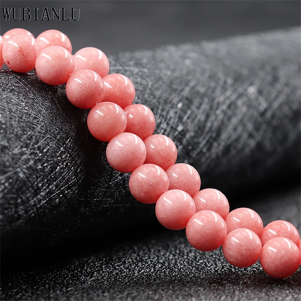 Natural Stone 6-12mm Pink Jasper Quartz Loose Beads For Jewelry Making DIY Necklace Bracelet Crimp Handmade Accessories