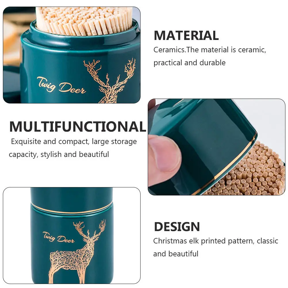 

Ceramic Toothpick Holder Container Elk Toothpicks Case Storage Christmas Containers