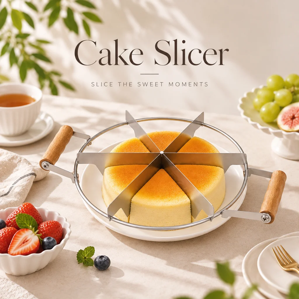 Professional Cake Slicer Divider - Rustproof Stainless Steel Frame, Even Portioning for 6-10 Inch Cakes, Pies and Bread