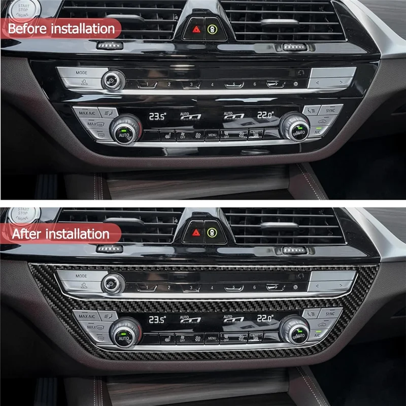 متفوقة لسيارات BMW 5 Series G30 G38 2018-2021 ألياف الكربون سيارة التحكم المركزي CD لوحة أزرار غطاء الكسوة استبدال الداخلي الاسمية