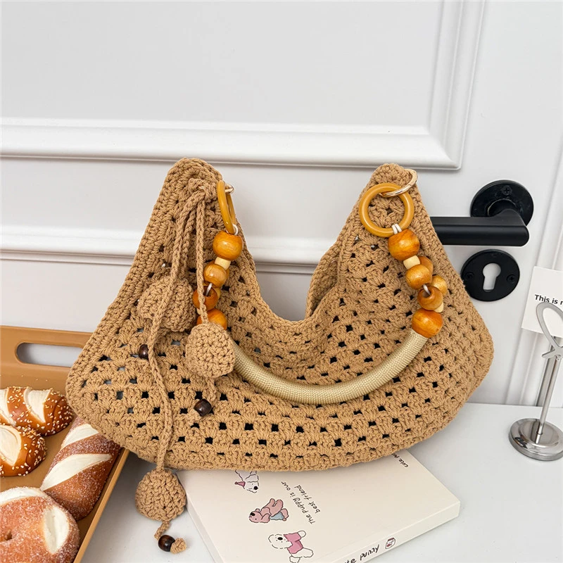 

Straw Woven Tote Bag for Women 2026 Bohemian Hollow Out Tassel Beach Shoulder Bag Large Capacity Summer Vacation Handbag