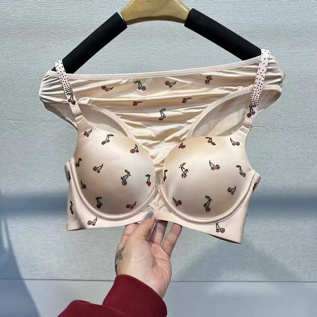 Strass-Sexy-BH-Set Bralette Mädchenunterwäsche BH Mode Push-Up-BHs Dessous-Slip-Sets