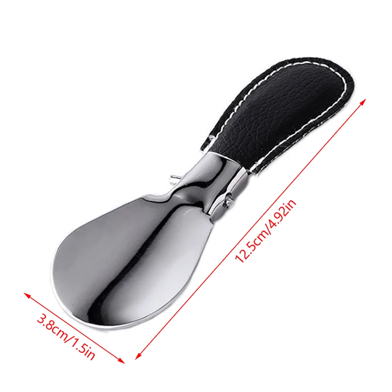 Zapatero plegable de acero inoxidable duradero con piel sintética, accesorios portátiles para zapatos, moda