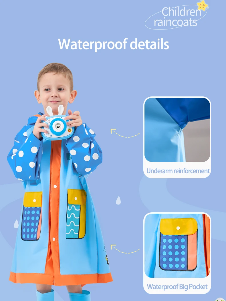 2024 Kids Rain Coat Children Raincoat Non-Disposable Rainwear Full Body Waterproof with Schoolbag Space Primary School Raincoat