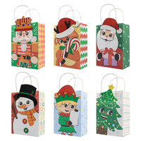 6/12PCS 3D Christmas Kraft Gift Bags for Holiday Paper Gift Bags 6 Designs, Christmas Goody Bags, Xmas Gift Bags